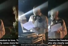 (Video) Man breaks up with his fiancé at their engagement party as he exposes her of cheating