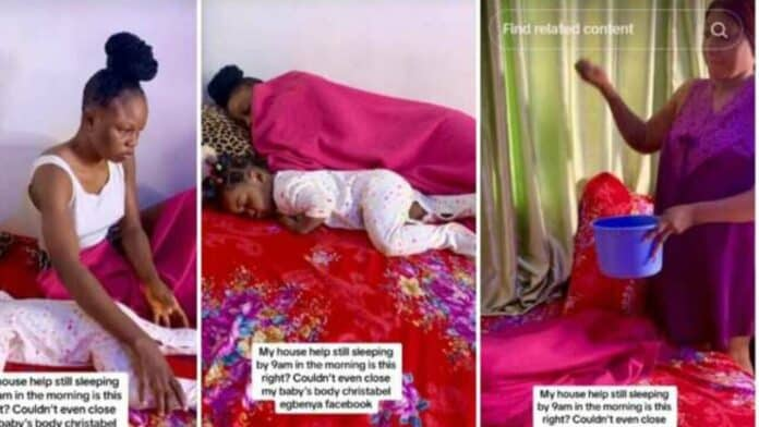 Nigerian actress caught on camera pouring hot water on her maid for oversleeping  - Watch