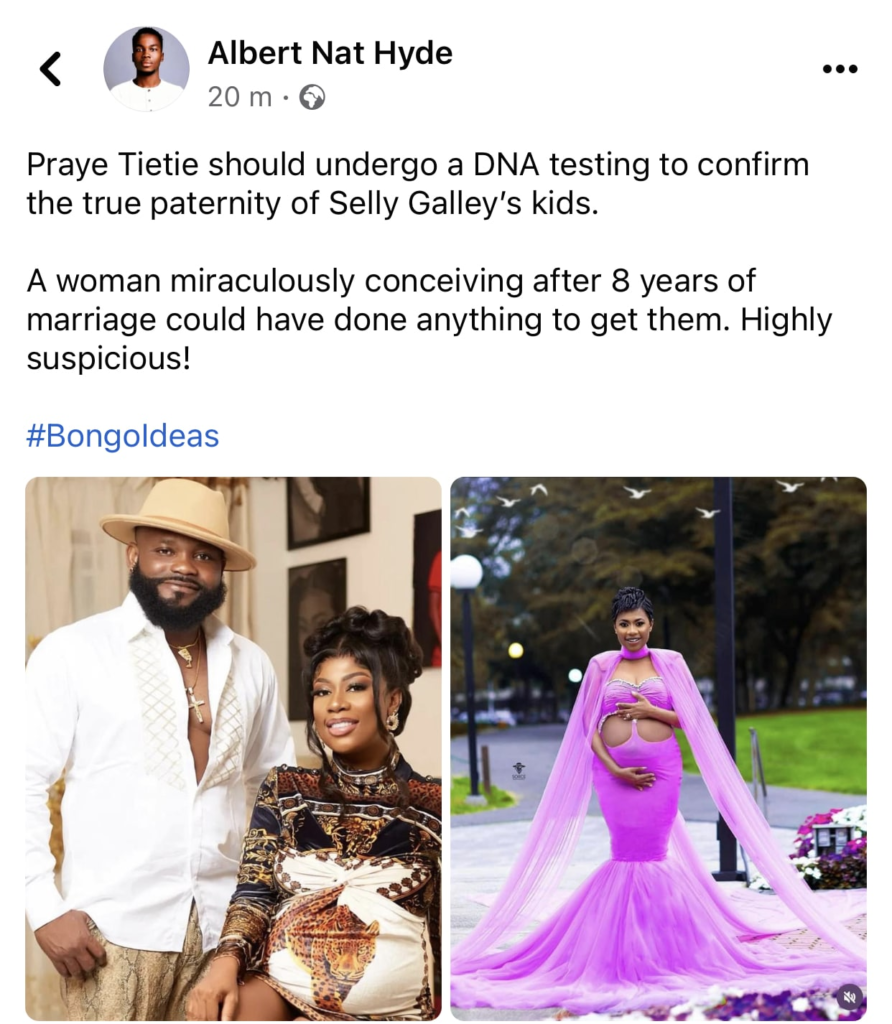 “Praye Tietia must do a DNA test for the twins” – Bongo Ideas claims