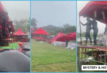 Watch the moment Pastors and prayer warriors teamed up to pray for rain to stop during a crusade - Video