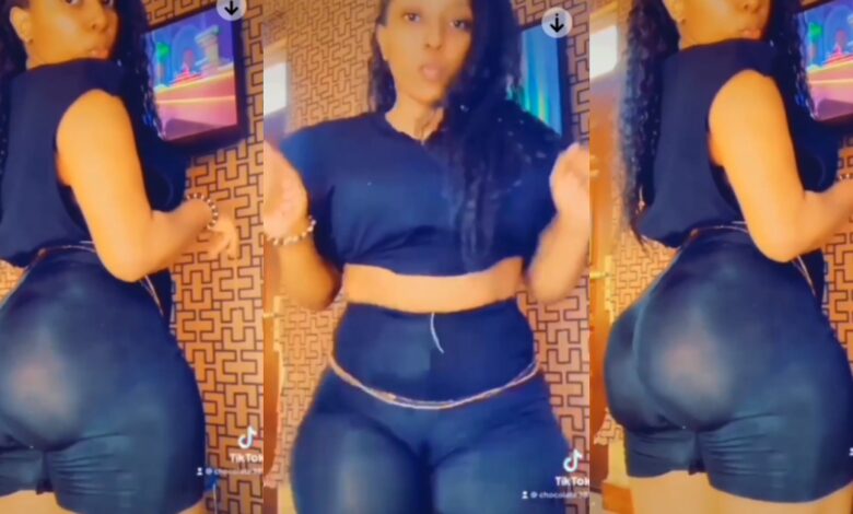 Pretty lady wearing black hot clothes causes stir with her dance moves (Watch video)