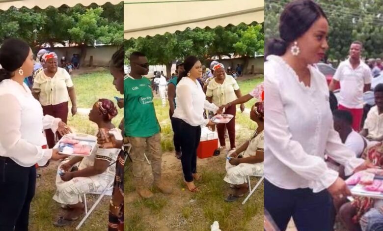 Adwoa Safo trends as she shares yogurt and meat pie at Dome Kwabenya EC registration center - Watch Video