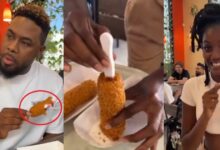 Lady announces her pregnancy by inserting her pregnancy test stick in her man’s food (Watch Video)