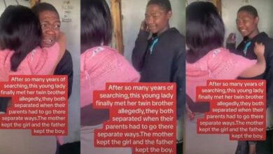 Lady tears up as she finds her missing twin brother after so many years of searching (Watch Video)