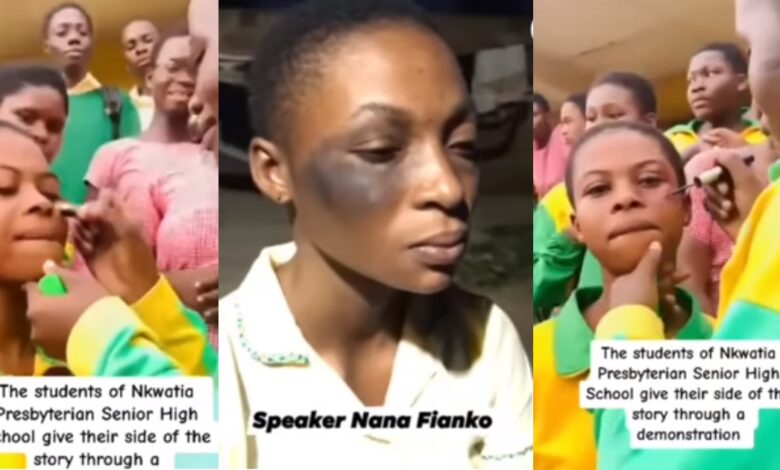 “She lied, it was makeups”: Video exposes Nkwatia SHS girl who was allegedly slapped by headmaster – Watch