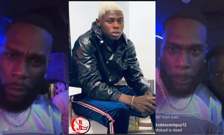 Watch Burna Boy's reactions after hearing Mohbad’s death during live on IG (Video)