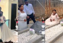 "I wish you were here": Bride visits dad's grave on wedding day (Watch video)