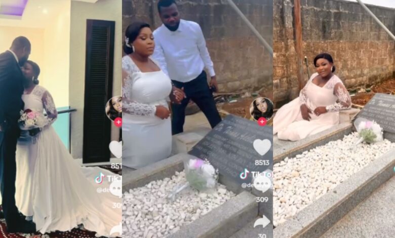 "I wish you were here": Bride visits dad's grave on wedding day (Watch video)