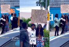 "I need money to buy iPhone 15 pro max" - Young lady begs on the street for cash