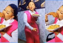 No Worries: Mcbrown Says As She Enjoys Fried Rice With Big Chicken - Video