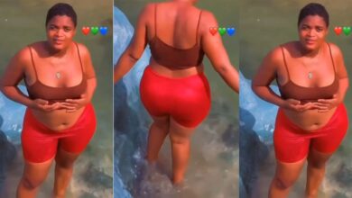 This Chubby slay queen brought people at a waterfall to a standstill as they couldn't stand her figure