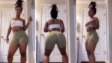 Slay Queen stuns netizens as she flaunts her Nyash in the crouch position.