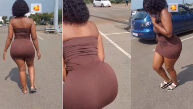 This busty slay queen brings the streets to a standstill with her body-hugging dress.