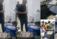 Bundles of Money found in many bags inside the house of Gabon President, Ali Bongo - Watch Video
