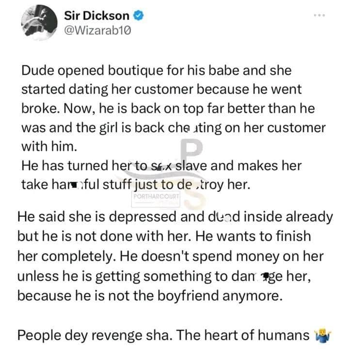 Lady falls in love with a customer and dumps her boyfriend who opened a boutique for her