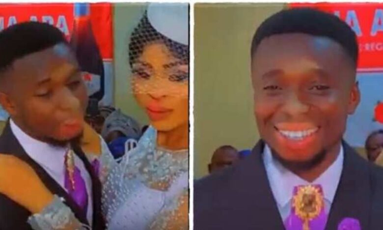 Moment a groom’s face got painted with makeup during a kiss!ng session with his bride (Video)