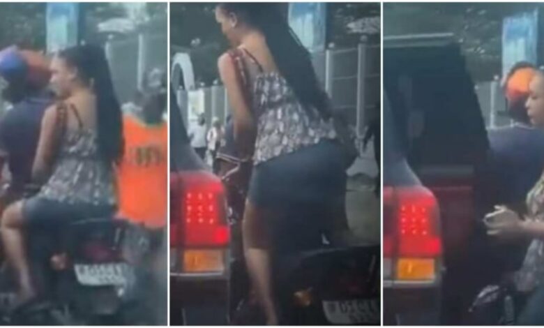 “Release clause triggered”: Lady causes stir as she comes down from Okada into a Land Cruiser – VIDEO