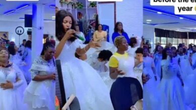 Single women dress in wedding attire to pray for husbands at church - Video