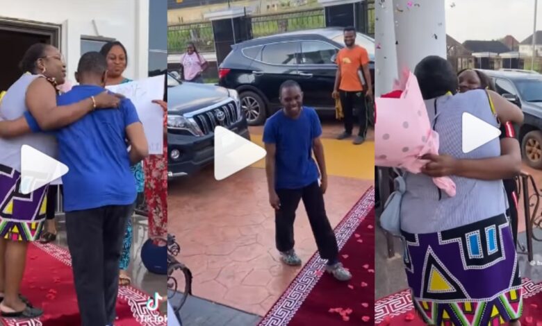 Proud And Emotional Mother Spreads Red Carpet As She Welcomes Her Two Children Who Acquired Doctorate Degree