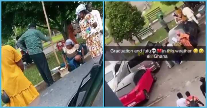 Some Students And Family Members Storms UPSA Campus With Pestles And Mortar To Pound Fufu At Their Graduation Ceremony