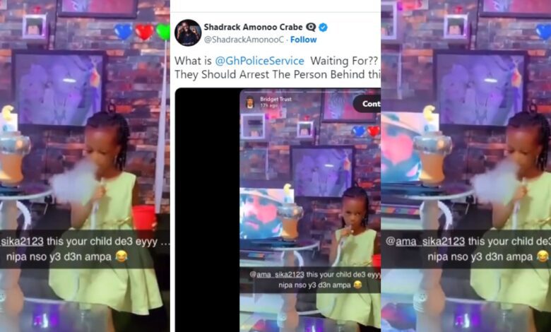 A Video Of A Little Girl Smoking Shisha Like A Professional Ashawo Has Been Brought To The Attention Ghana Police By A Social Media User