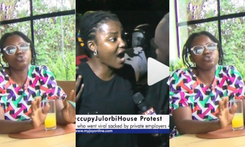 A Young Ghanaian Youth Bawa, Sacked By Her Employers By Her Employer After Going Viral In A Video From OccupyJulorbiHouse Protest.