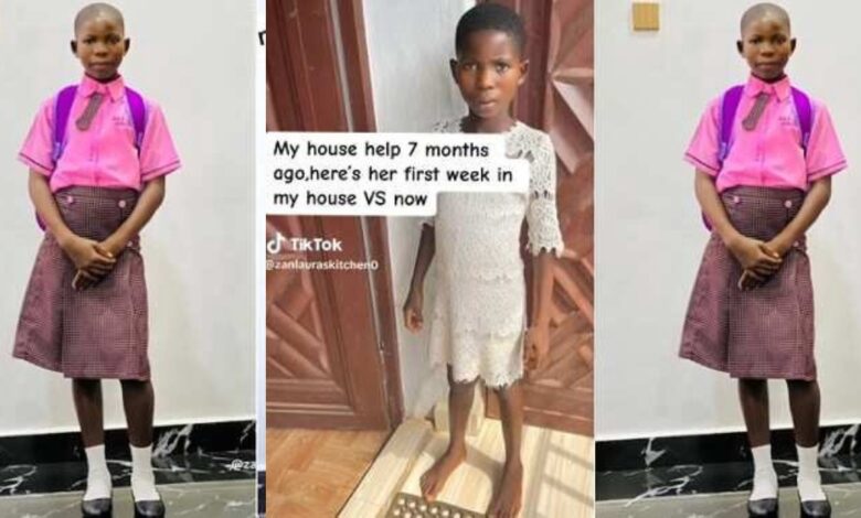 A Generous Nigerian Lady Shares Before And After Photos Of Her House Help On TikTok As She Recieves Blessings And Praises From Followers
