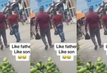 "LIKE FATHER LIKE SON, NO DNA NEEDED" - Father And Lookalike Son Causes Stir In Town And On Social Media As They Are Spotted Going For Shopping