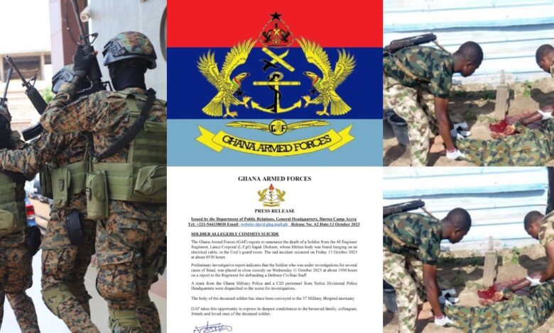 A Ghanaian Soldier Lance Corporal Sapak Dickson, Kills Himself With Electric Cable After He Was Placed Under Investigation For Fraud And Other Cases.