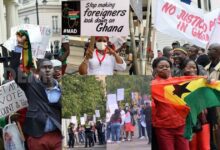 Violet NPP members clash with Peaceful #OccupyjulorbiHousе Ghanaian Protestors In Germany.