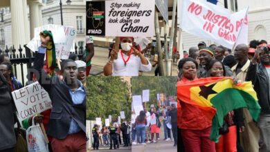 Violet NPP members clash with Peaceful #OccupyjulorbiHousе Ghanaian Protestors In Germany.