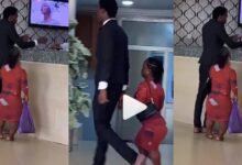 VIDEO OF THE DAY: A Very Short Lady Seen Booking A Hotel Room With Gigantic Tall Man, This Video Will Make You Laugh.