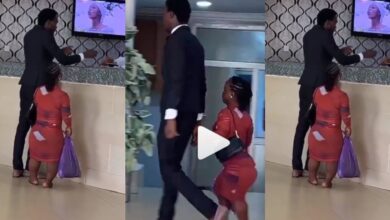 VIDEO OF THE DAY: A Very Short Lady Seen Booking A Hotel Room With Gigantic Tall Man, This Video Will Make You Laugh.