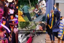 Some Students And Family Members Storms UPSA Campus With Pestles And Mortar To Pound Fufu At Their Graduation Ceremony