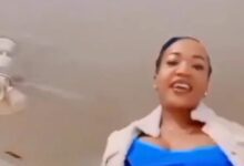 Endowed Lady Flashes Her Vjay While Shaking Her Big Baka In A Tight Blue Dress - Video Causes Reactions (Watch)