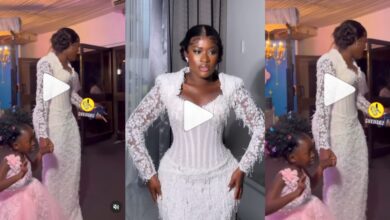 Fella Makafui Elegantly Appears At A Naming Ceremony Program In A Beautiful Wedding Gown – Fans React