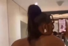 Is This Real? - Netizens Question The Big Nyᾶsh Of A Curvy Lady Who Joined The Nyᾶsh Challenge In A Revealing Outfit (Video)