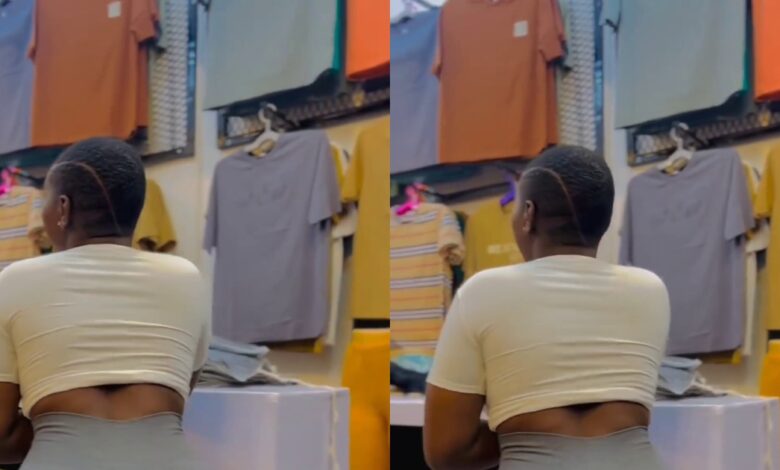 Lady Shakes Her Cute Nyᾶsh In Her Clothing Shop Just To Get More Buyers - Video