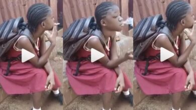 A Young Schoolgirl Spotted In A Viral Video Smoking Weed While Her Mates Are In School