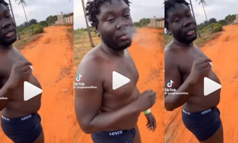 Showboy Spotted Walking Naked And Smoking Weed Like A Mad Man On The Streets Of Ghana After His Release From Prison In The States