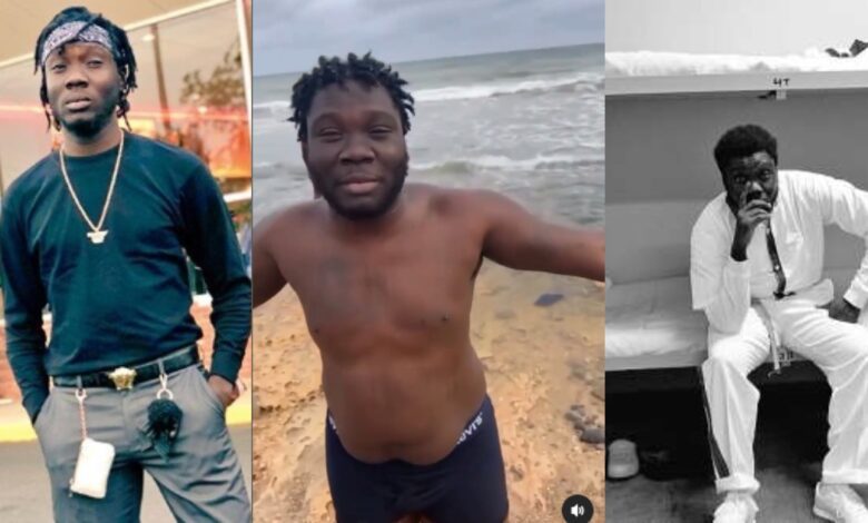Showboy has been released from prison: Arrives in Ghana looking fat with pot belly at the beach (VIDEO)