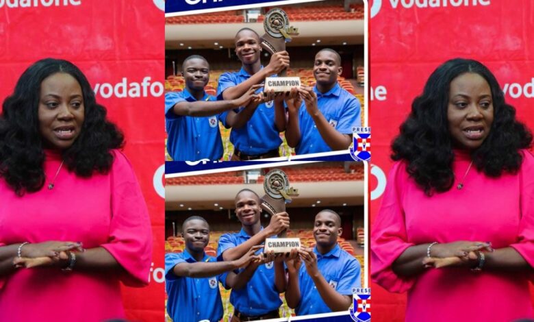 Patricia Obo-Nai CEO Of Vodafon GH Congratulates Legon Presec On Winning Their Eight NSMQ Trophy