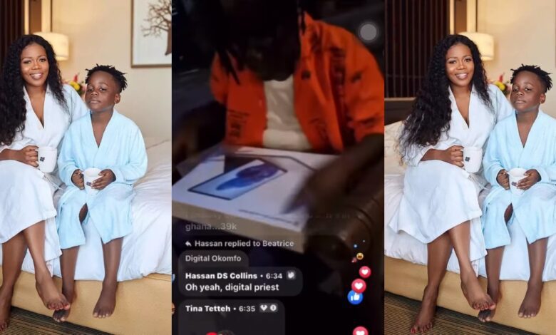 “God Bless You”- Adеpa Okomfo Black Shows Appreciation To His Gods And Mother After Receiving A New Laptop From His Mother