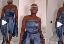 Fella Makafui Rocks A Beautiful Sleeveless Fringe Denim Dress In A Viral Video