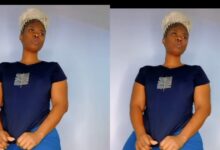 Sheena Gakpe causes stir as she shakes her backside as she rocks a blue trousers (watch video)