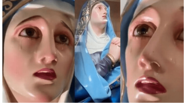 SHOCKING : Virgin Mary's Statue Spotted Crying With Her Eyes Turning To Red